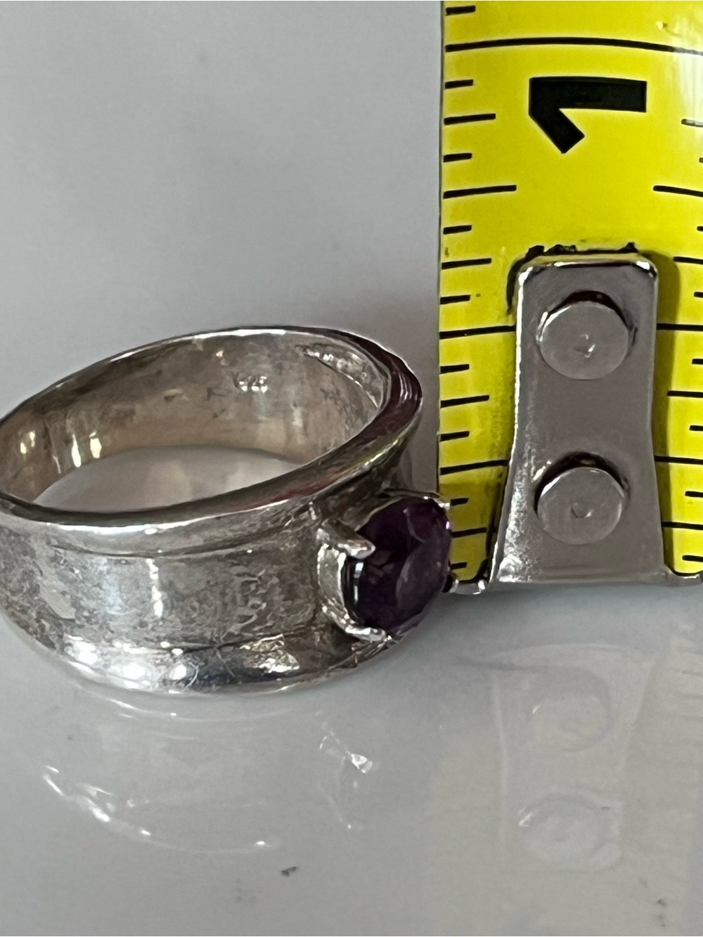 Handmade Sterling Silver 925 Ring with Amethyst Gemstone Size 7 - Picture 9 of 16
